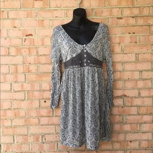 Funky People grey 2-tone dress w/crochet